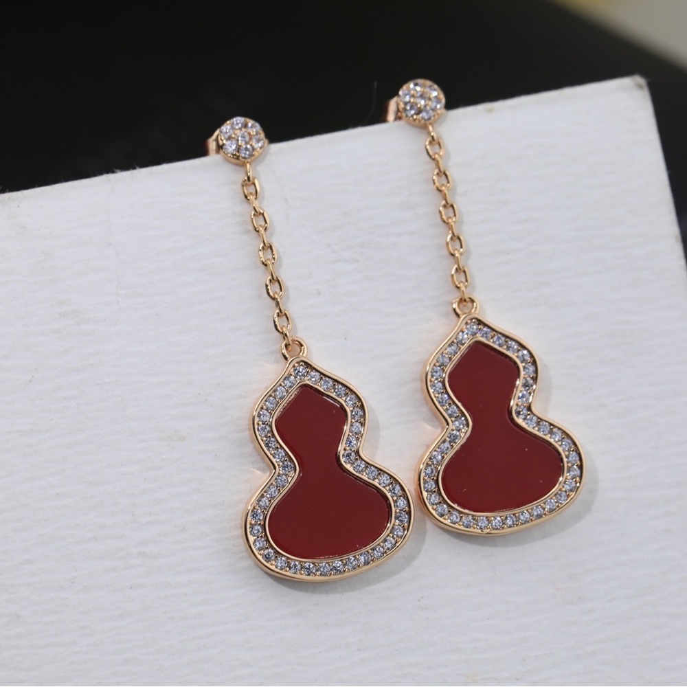 Chic Red and Gold Dangle Earrings